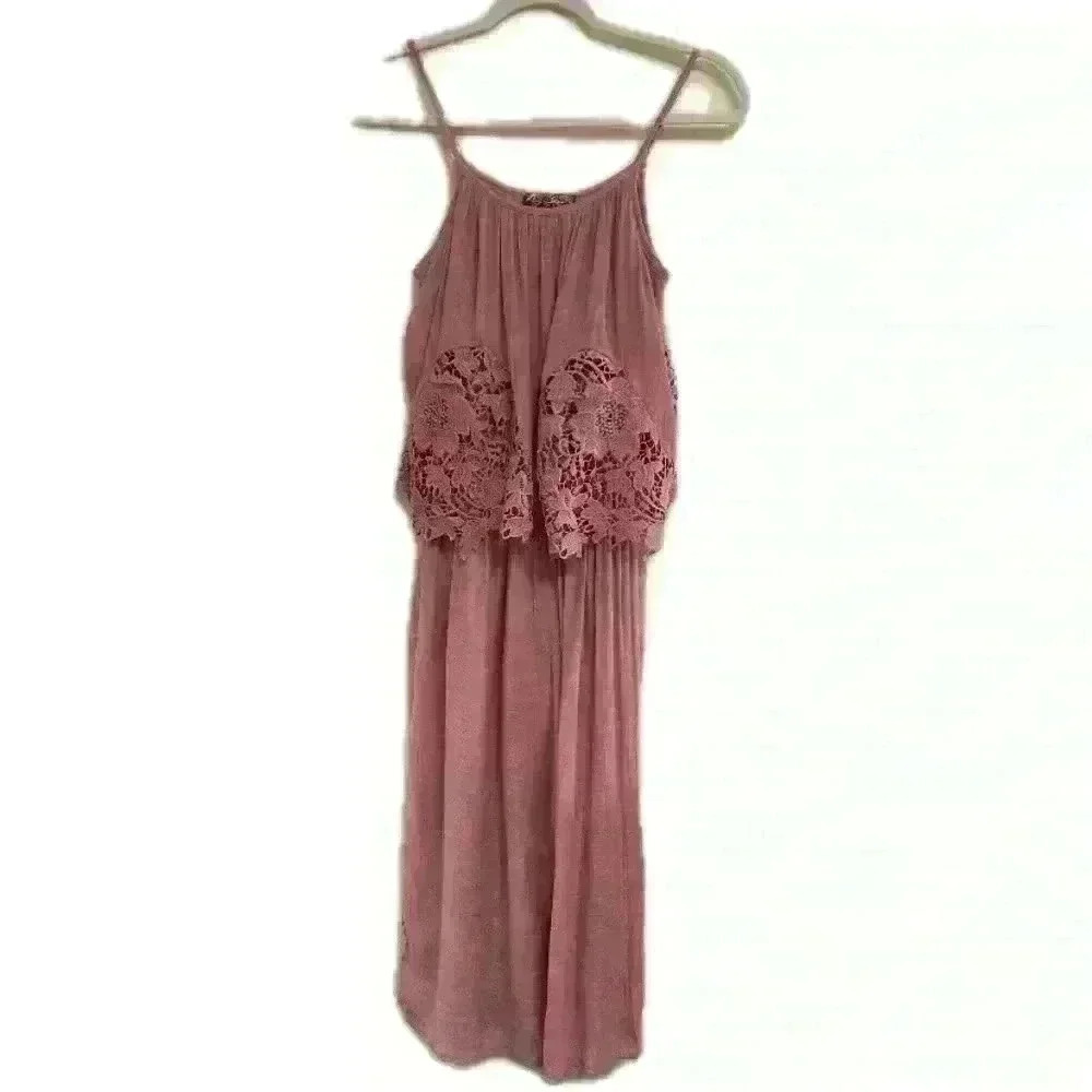 J Glee Pink Crochet Jumpsuit/Romper Size SP